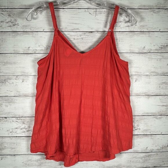 Torrid Terracotta Orange Textured Crinkled Flared Tie Front Cami 0 10-12 L - Picture 3 of 6